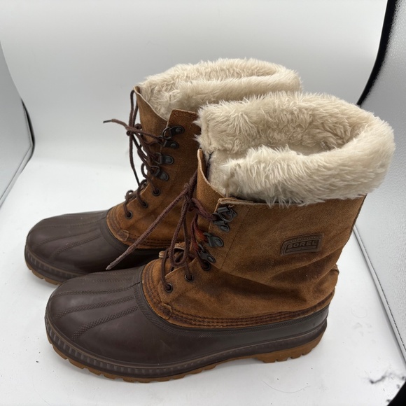 Sorel Kaufman Crusader Boots US 10 Brown Leather Steel Shank Wool Lined Snow - Picture 1 of 15
